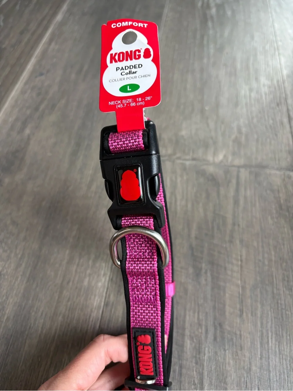 Kong Pink Woven Padded Dog Collar size Large